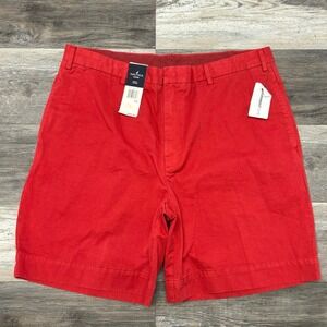 NWT Nautica Clipper Red Mens 40" Garment Dye Relax Fit Flat Front Chino Shorts
